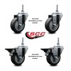 Service Caster 35 Inch Thermoplastic Rubber 38 Inch Threaded Stem Caster Set 2 Brakes SCC SCC-TS20S3514-TPRB-381615-2-PLB-2